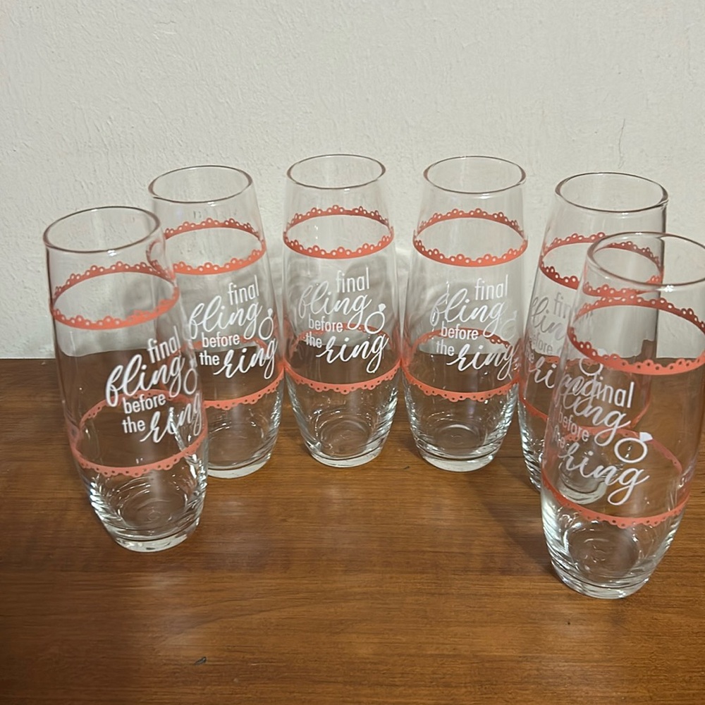 Final Fling Before the Ring, Bachlorette Party Stemless Champaigne Flute Glasses